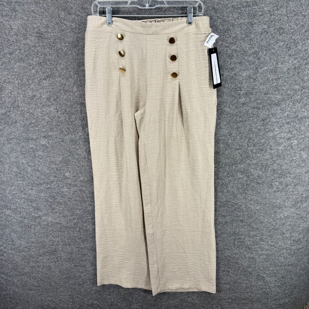 New Wren Dress Pants Women M Medium Beige High Rise Flat Front Straight Classic